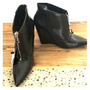 Zara pointed toe wedge boots with front zipper